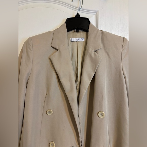Mango Beige Double-Breasted Blazer - Picture 6 of 8